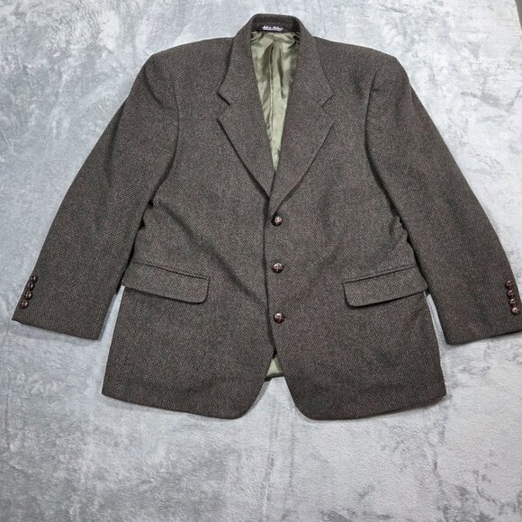 Bill Robinson Sport Coat 42S Green Tweed Wool Camel Hair Blend Blazer Jacket - Picture 2 of 13